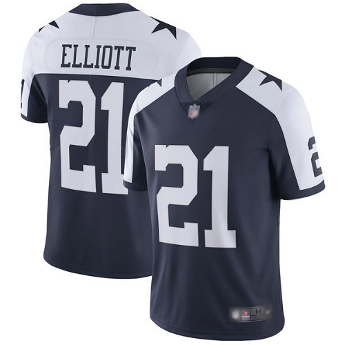 Men Dallas Cowboys Limited Navy Blue Ezekiel Elliott Alternate #21 Vapor Untouchable Throwback NFL Jersey